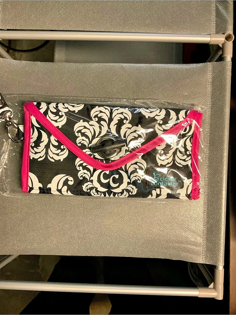 Cleaver Container Floral Coupon Organizer in Pink & Black